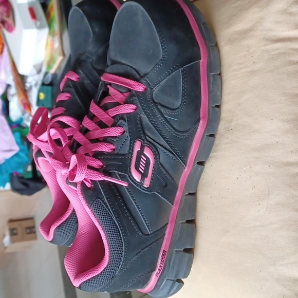 Skechers Synergy Sandlot Black Alloy Safety Toe Lace Work Shoes 76553 Womens 9 - Picture 4 of 7